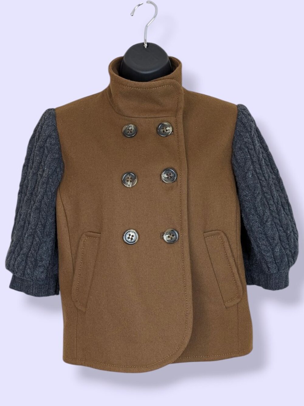 BCBGMaxazria Wool & Lamb's Wool 1/2 Sleeve Coat